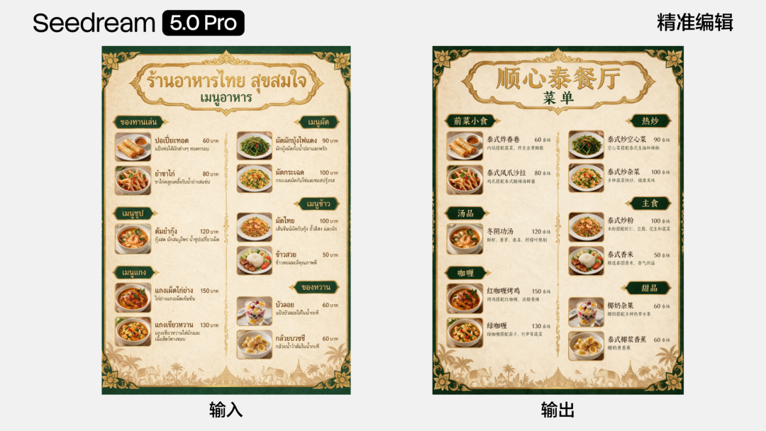 海外菜单翻译成中文，排版位置一一对应