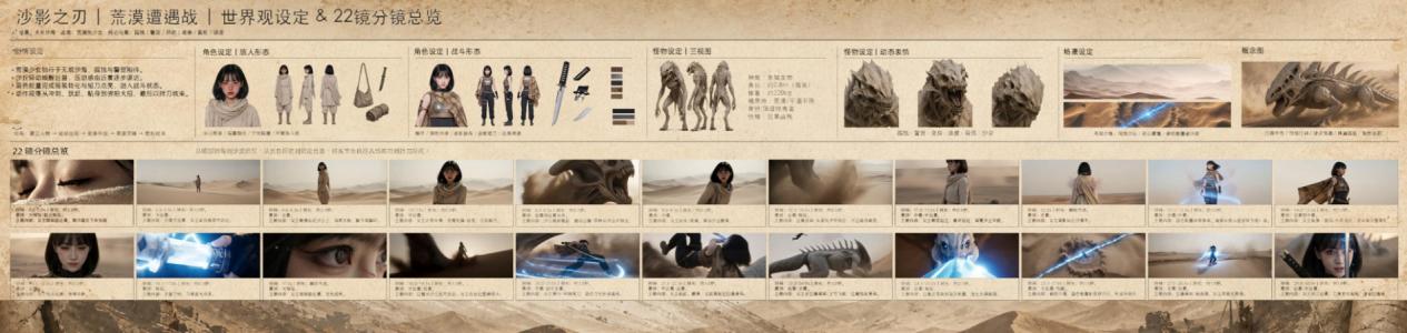 Blade of the Sand Shadow world-building and 22-frame storyboard overview