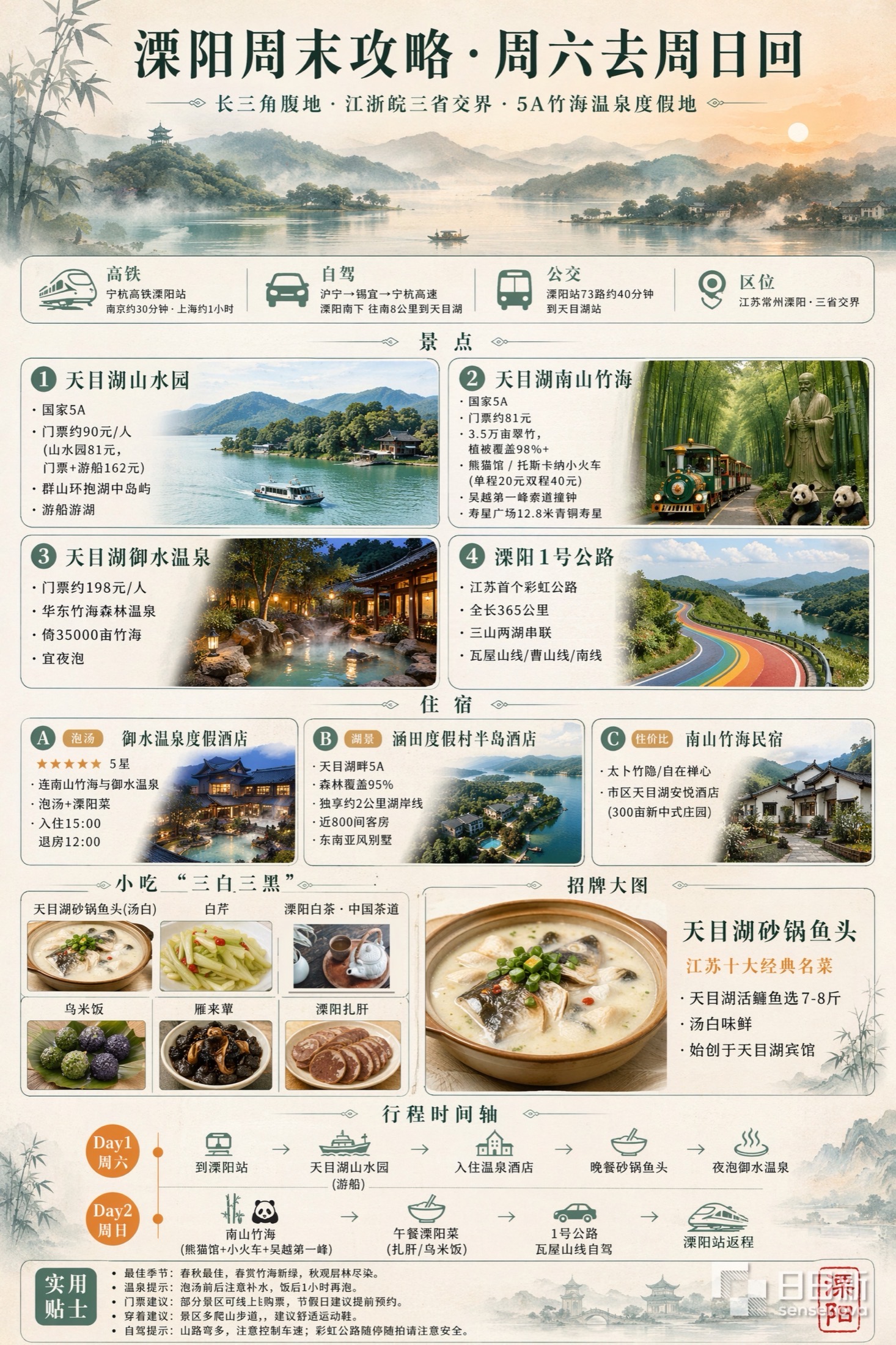 Liyang weekend travel guide infographic